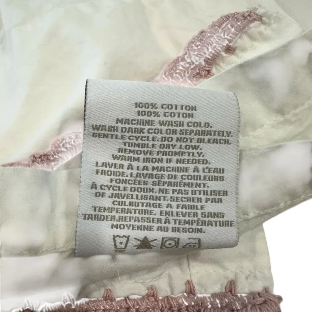 Restoration Hardware Baby & Child Crisp White & Pink Embroidered Flat Sheet Twin